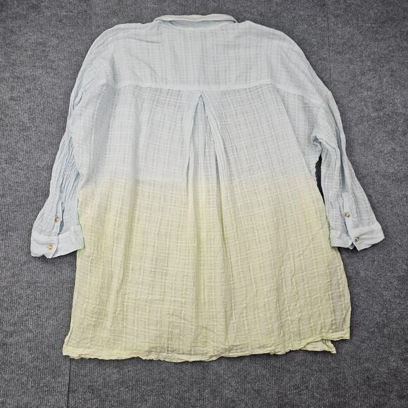 Pilcro Shirt Womens Small Textured Boxy Oversized Ombre Crinkle Gauze Button Up - Picture 6 of 6